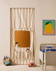 Beige striped door embrasure kiosk