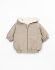 Parka bébé imperméable marron clair Play Up Drawing, capuche et doublure en fausse fourrure