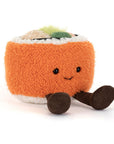 Peluche Amuseables Codhi Californian Roll Jellycat, de face, saumon et avocat