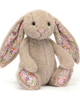 Peluche Blossom Beige Bunny Petal Medium Jellycat, de face, oreilles fleuries
