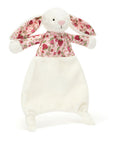 Doudou Blossom Cream Bunny Berry Comforter Jellycat, de face, oreilles aux fraises