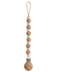 Attache-tétine bébé Luna Faux Wood effet bois Mushie, finition effet bois, perles de deux tailles