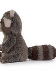 Peluche Trixiwoo Raccoon Jellycat, de profil, queue rayée