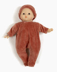 Babies - Marsala velour sleepsuit and hat set