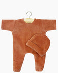 Babies - Marsala velour sleepsuit and hat set
