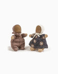 Loupiots - garçon yeux marrons motif à carreaux et fille yeux marrons motif Marguerite réglisse