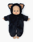 Babies – Black faux fur Rabbit Halloween jumpsuit with cat ears