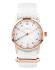 White Braided Single Bracelet Rose Gold Buckle