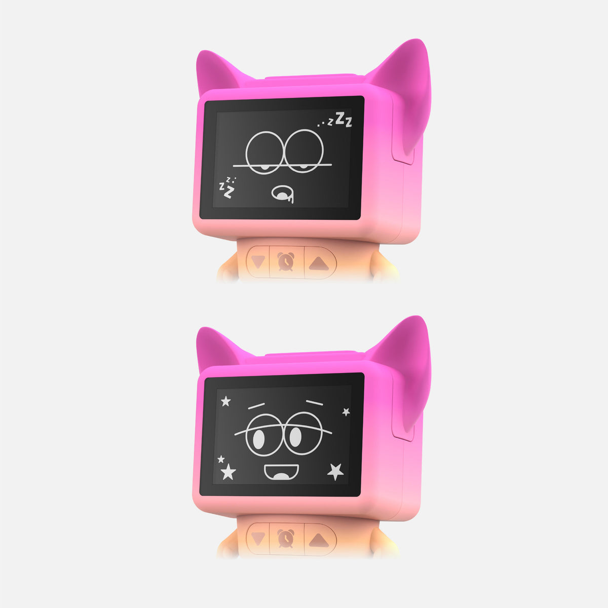 Dancing Clock rose MOB, soleil animé au réveil et sourires en musique