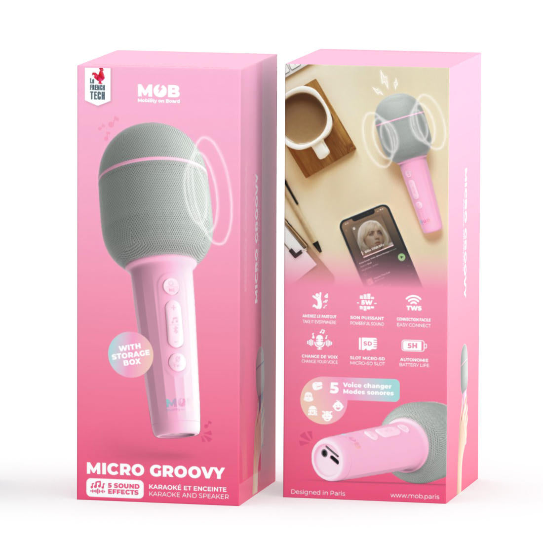 Micro karaoké sans fil enfant Groovy Marshmallow MOB, vue 4