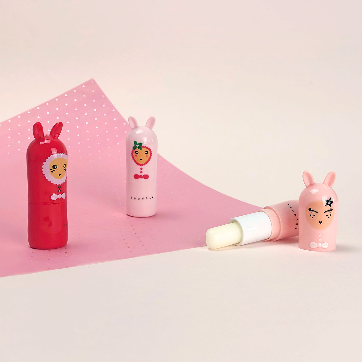 Collection Bunny Christmas Inuwet : baume à lèvres mangue exotique, parfum fruité pour l'hiver