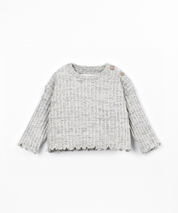 Sweat Côtelé Cat Play Up, coloris gris chiné, sweat côtelé pour bébé