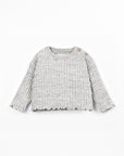 Sweat Côtelé Cat Play Up, coloris gris chiné, sweat côtelé pour bébé