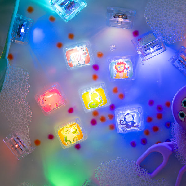 Zany Zoo Light-Up Cubes, pack de 6 cubes lumineux pour le bain