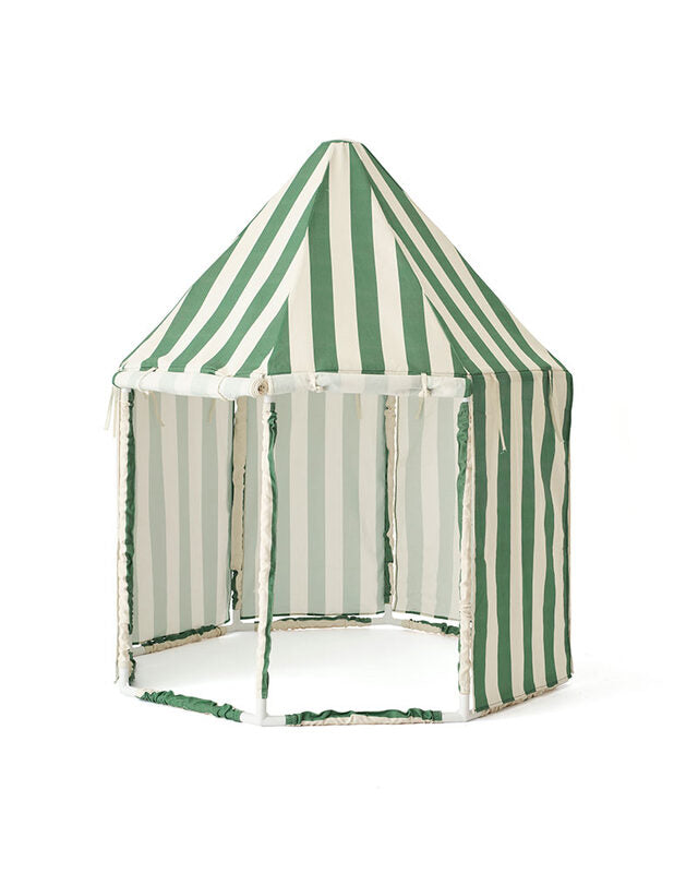 Green striped pavilion tent