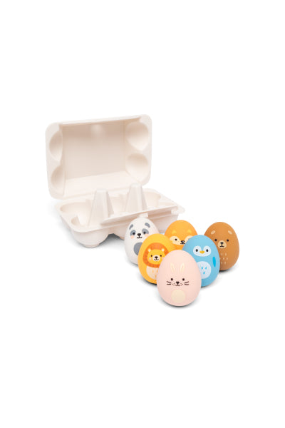 Hochets œufs aux visages d'animaux en silicone pour bébé Little L Egg Rattles Full Color, dès la naissance