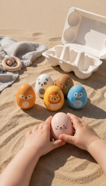 Egg Rattles Full Color Little L pour la motricité fine et la force des mains de bébé