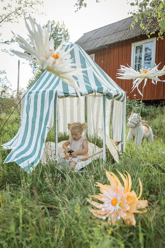 Green striped pavilion tent