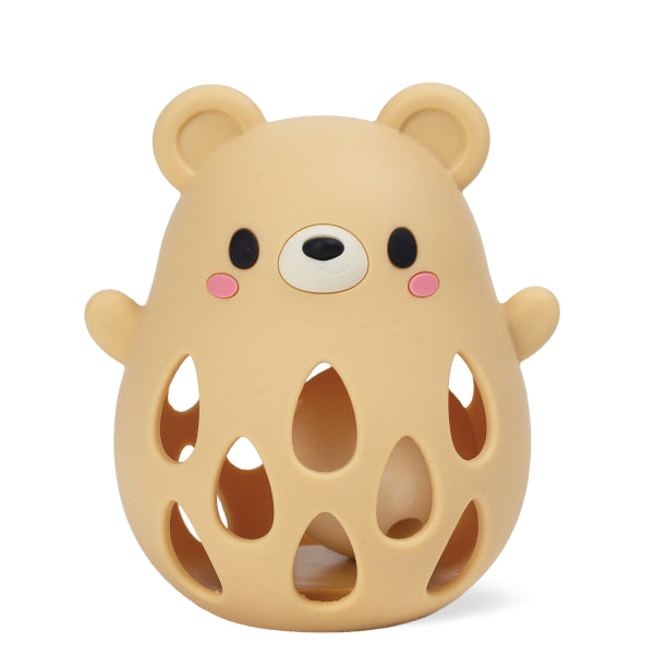 Silicone Rattle Bear, hochet ours avec trous pour les doigts dès la naissance