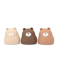 Oursons de bain en silicone pour bébé Little L Bears Bath Toys, trio beige, chocolat et caramel