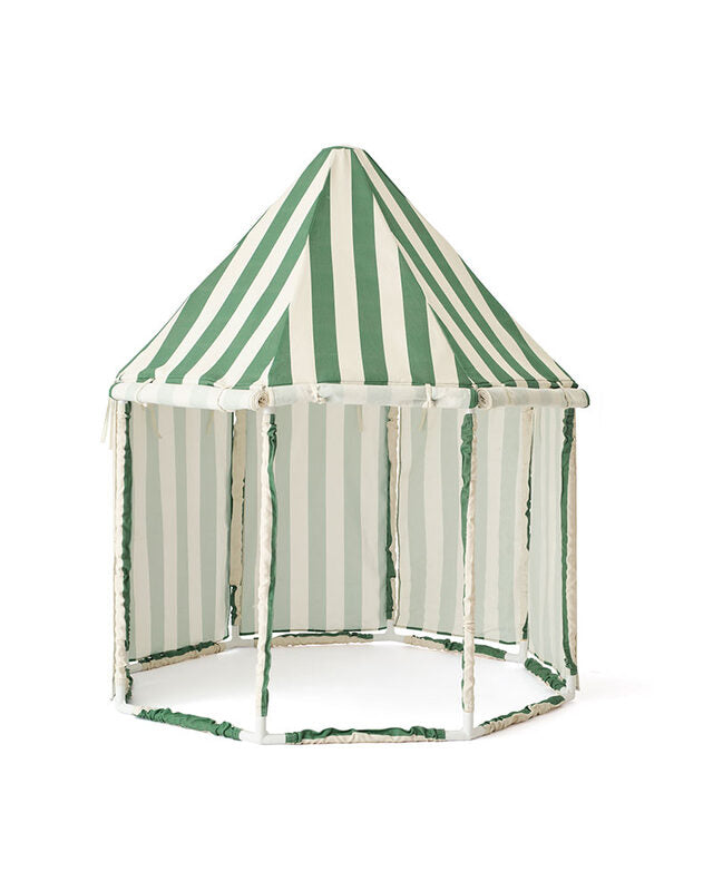 Green striped pavilion tent