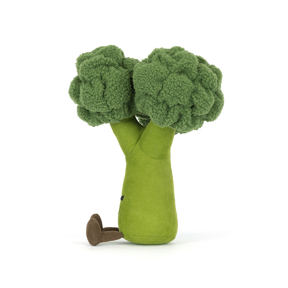 Peluche Amuseables Broccoli Jellycat, de profil, tête en fleurettes