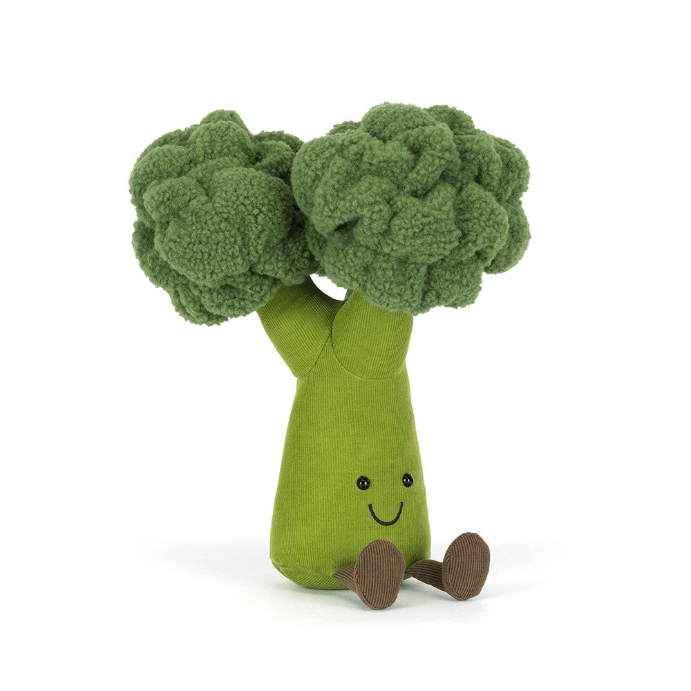 Peluche Amuseables Broccoli Jellycat, de face, avec ses pieds