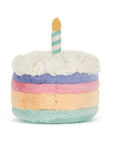 Peluche Amuseables Rainbow Birthday Cake Jellycat, de dos, crème blanche