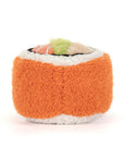 Peluche Amuseables Codhi Californian Roll Jellycat, de profil, riz blanc et algue