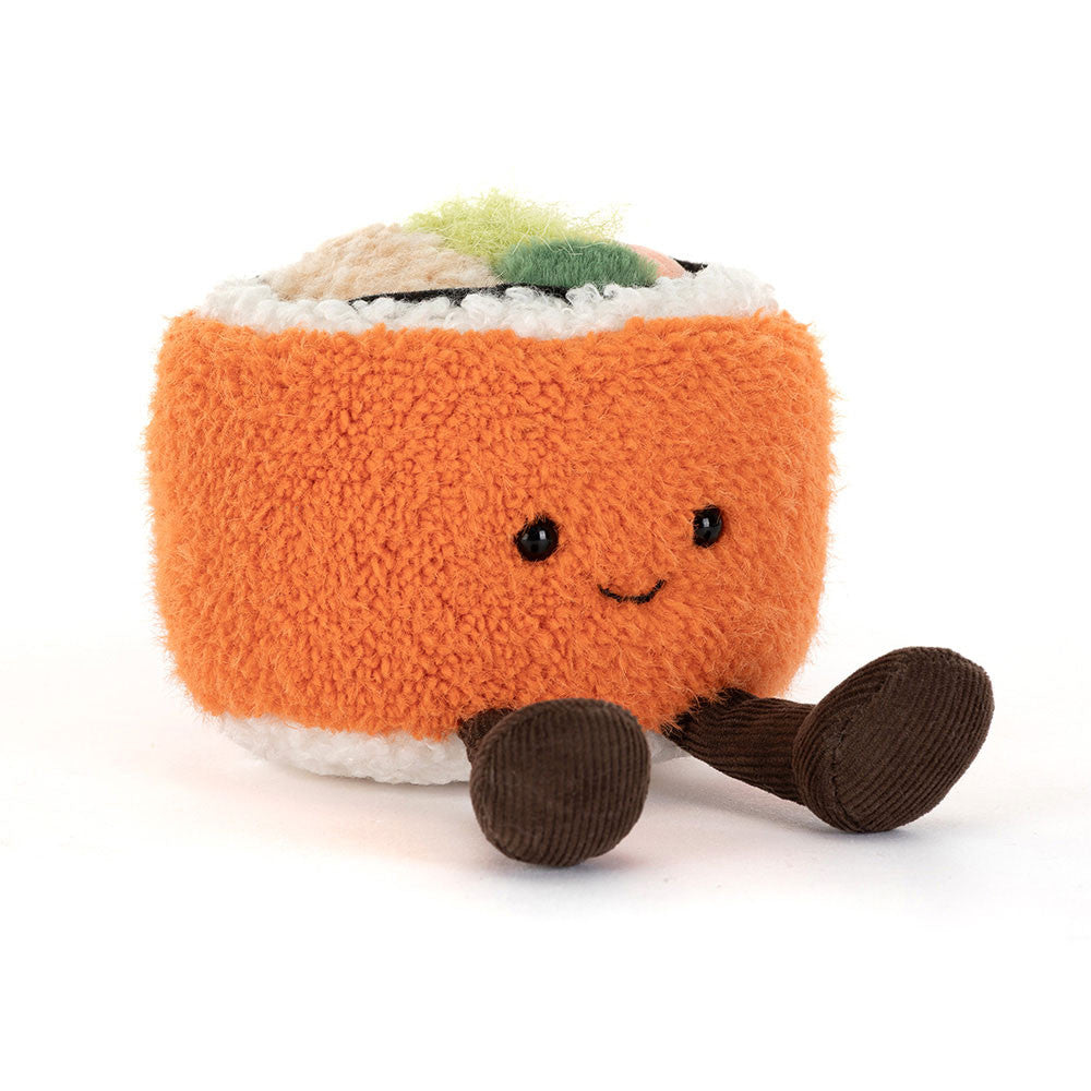Peluche Amuseables Codhi Californian Roll Jellycat, de face, saumon et avocat
