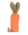 Peluche Amuseables Carrot Jellycat, de profil, fanes vertes