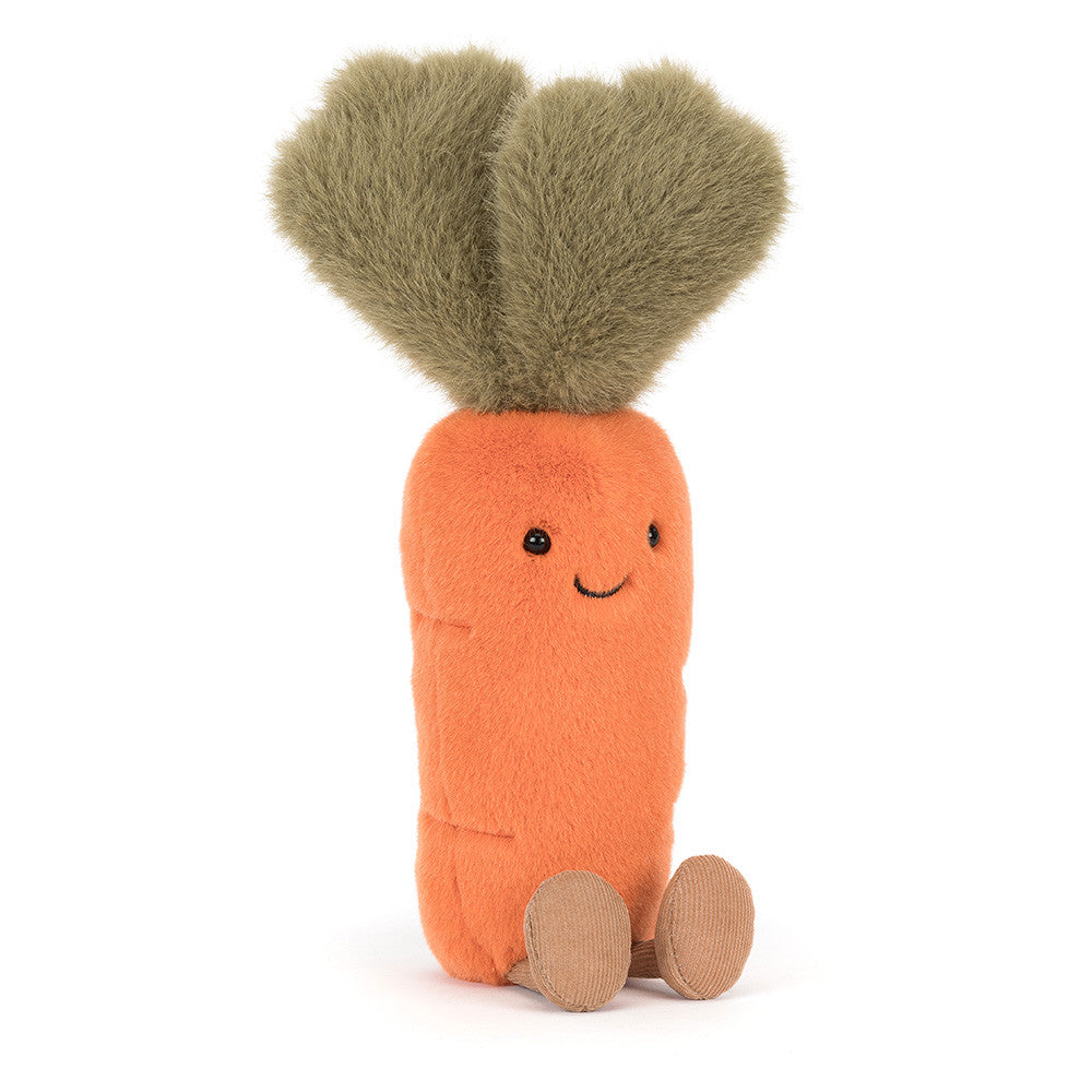 Peluche Amuseables Carrot Jellycat, de face, avec ses petits pieds