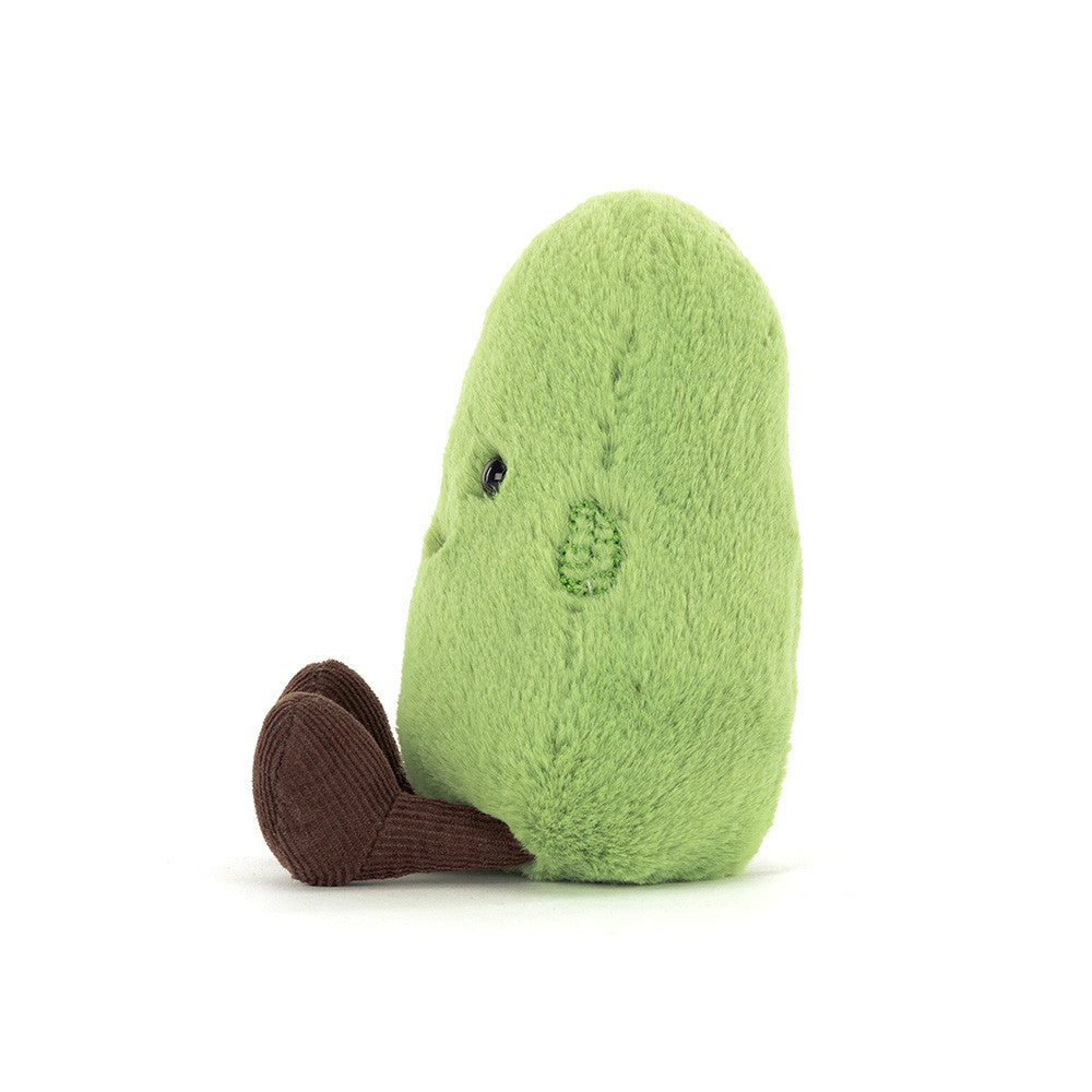 Peluche Amuseables Soyella Edamame Bean Jellycat, de profil, avec ses pieds