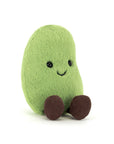 Peluche Amuseables Soyella Edamame Bean Jellycat, de face, vert vif