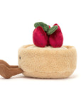 Peluche Amuseables Fleurette Tarte aux Fraises Jellycat, de profil, avec son pied