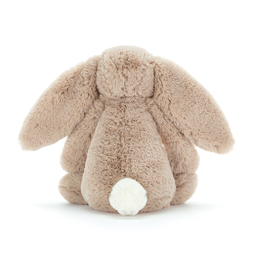 Peluche Bashful Beige Bunny Medium Jellycat, vue de dos, avec la queue blanche