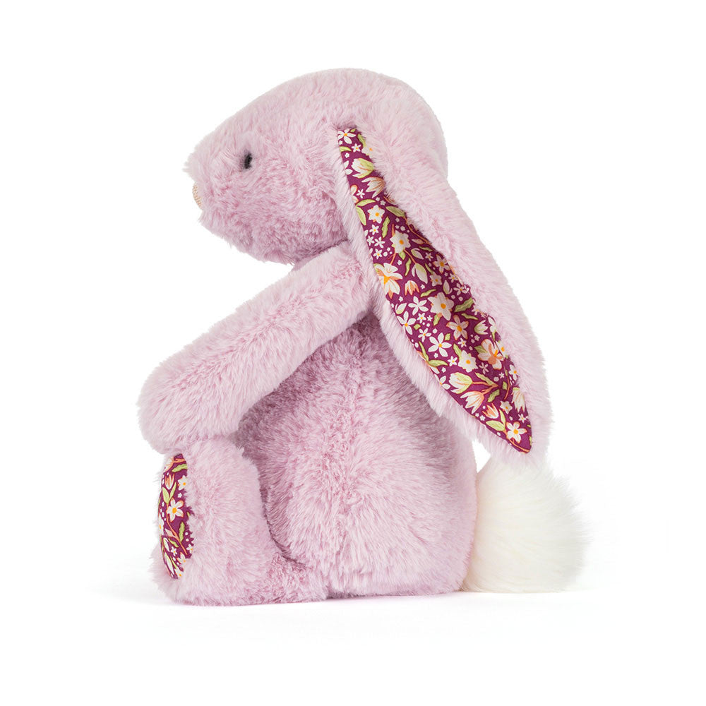 Peluche Thistlepop Blossom Luxe Bunny Original Jellycat, de profil, oreille florale
