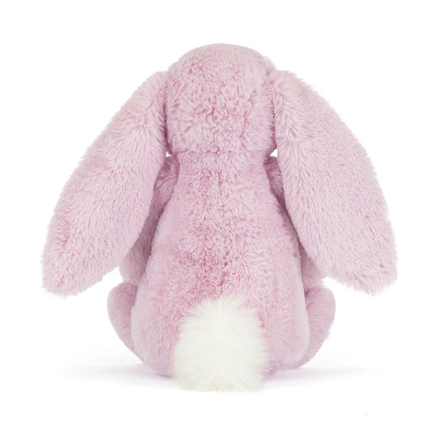 Peluche Thistlepop Blossom Luxe Bunny Original Jellycat, vue de dos, queue blanche