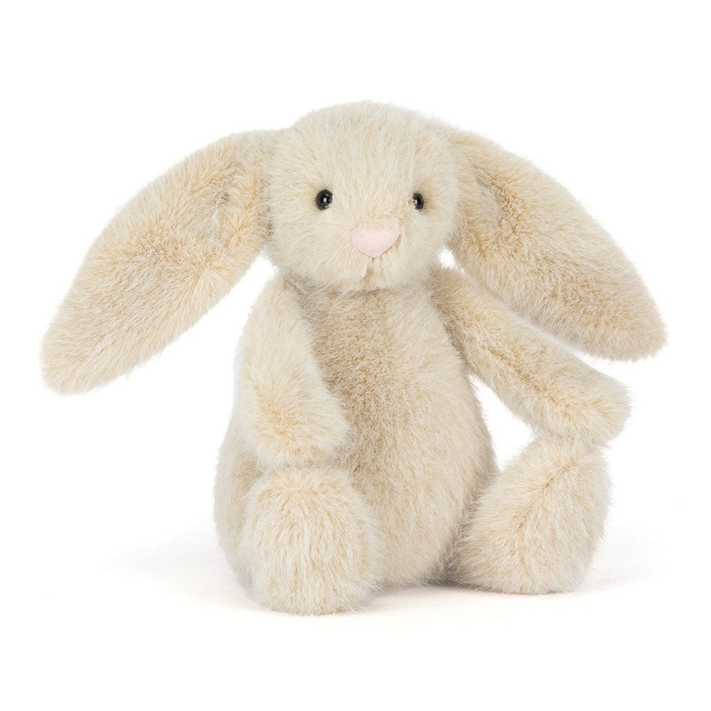 Peluche Wheat Flufflet Bunny Jellycat, de face, assise