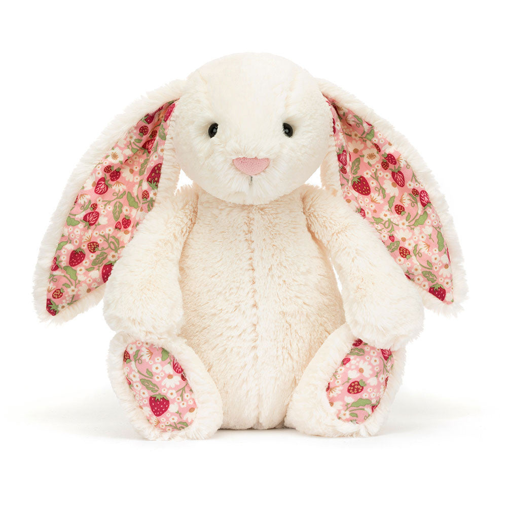 Peluche Blossom Cream Bunny Berry Jellycat, assis, vue de face