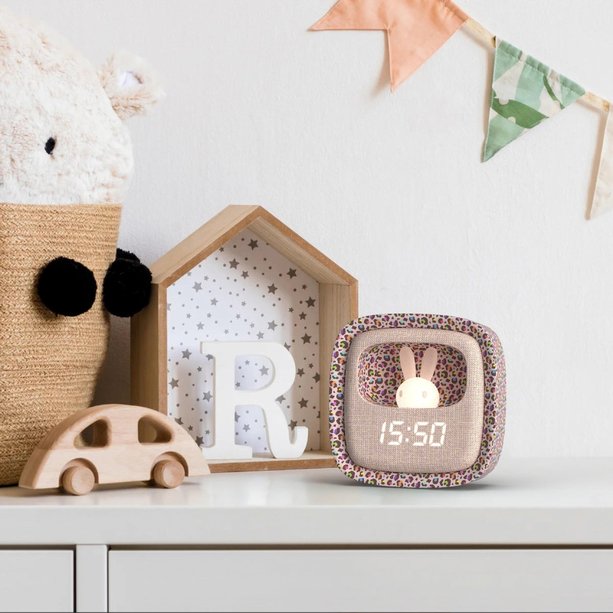 Réveil veilleuse Billy Clock Rainbow Leopard pour enfant MOB, jusqu'à trois alarmes programmables