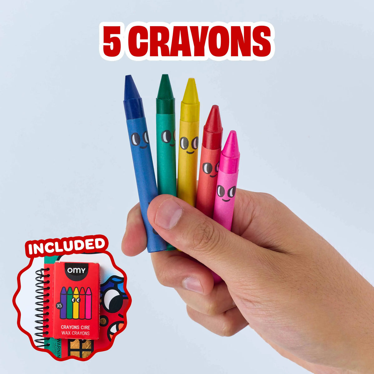 Livre de coloriage et stickers de Noël OMY avec 5 crayons de cire, autre angle