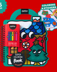Livre de coloriage et stickers de Noël OMY avec 5 crayons de cire, vue d'ensemble