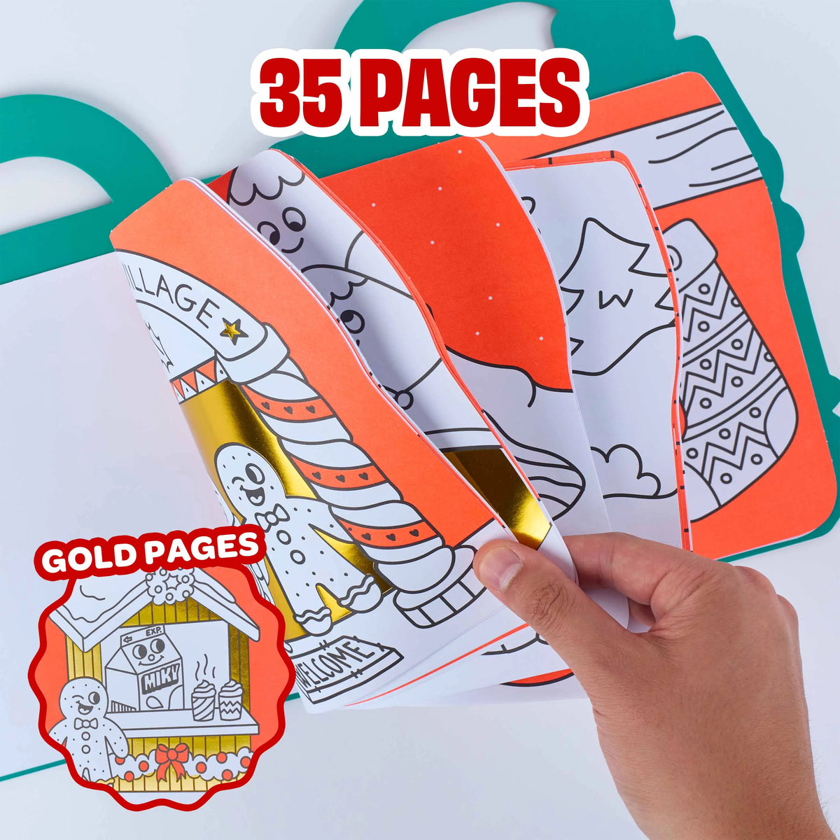 Livre de coloriage et stickers de Noël OMY avec 5 crayons de cire, mise en situation