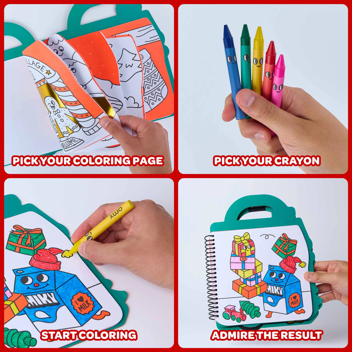 Livre de coloriage et stickers de Noël OMY avec 5 crayons de cire, vue complémentaire
