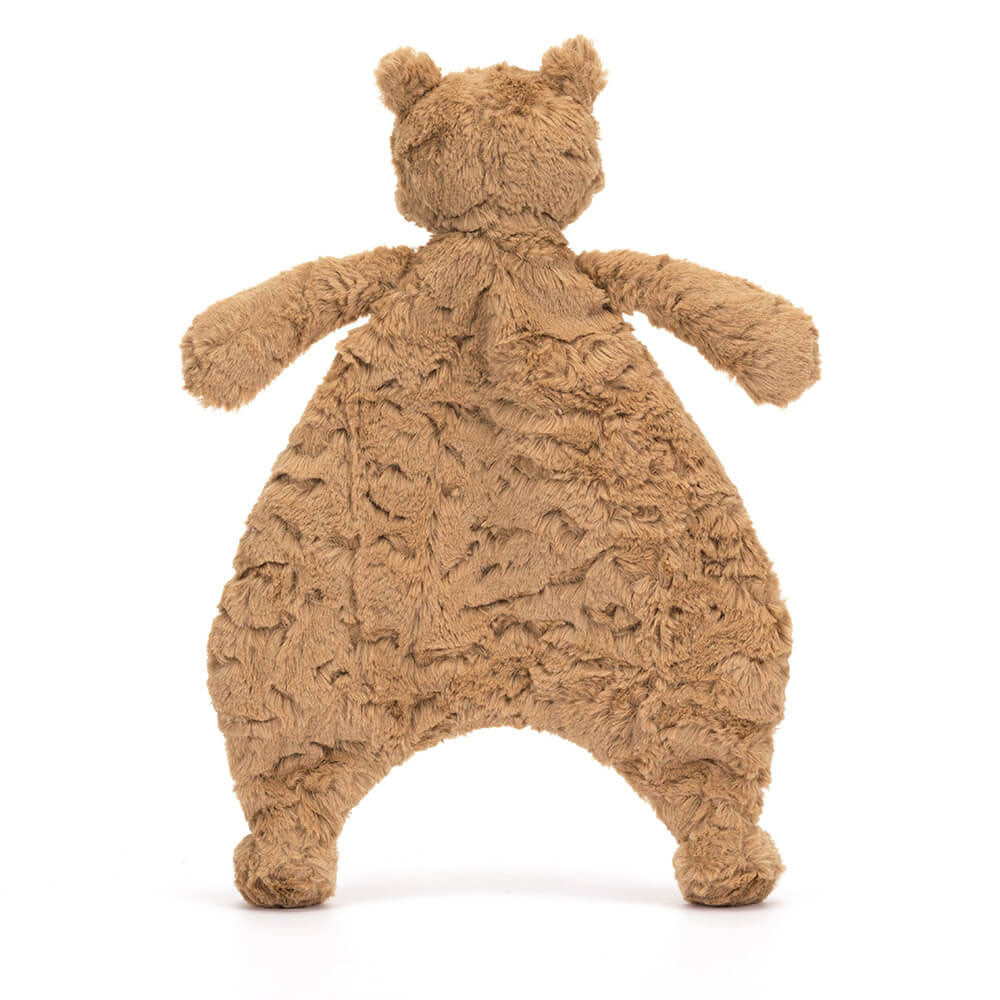 Doudou Bartholomew Bear Comforter Jellycat, vue de dos, oreilles rondes