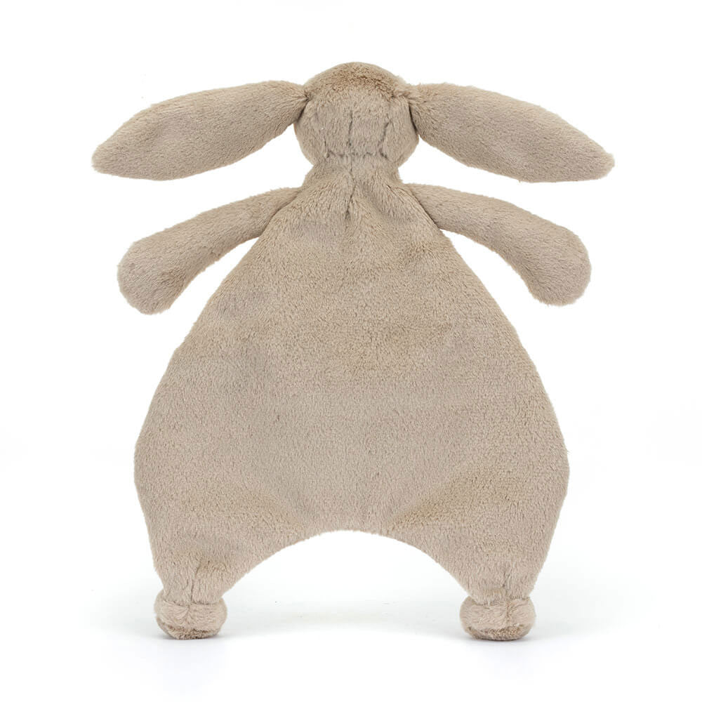 Doudou Bashful Beige Bunny Comforter Jellycat, vue de dos, oreilles étendues