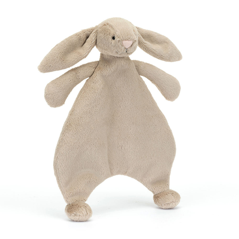 Doudou Bashful Beige Bunny Comforter Jellycat, de face, à plat