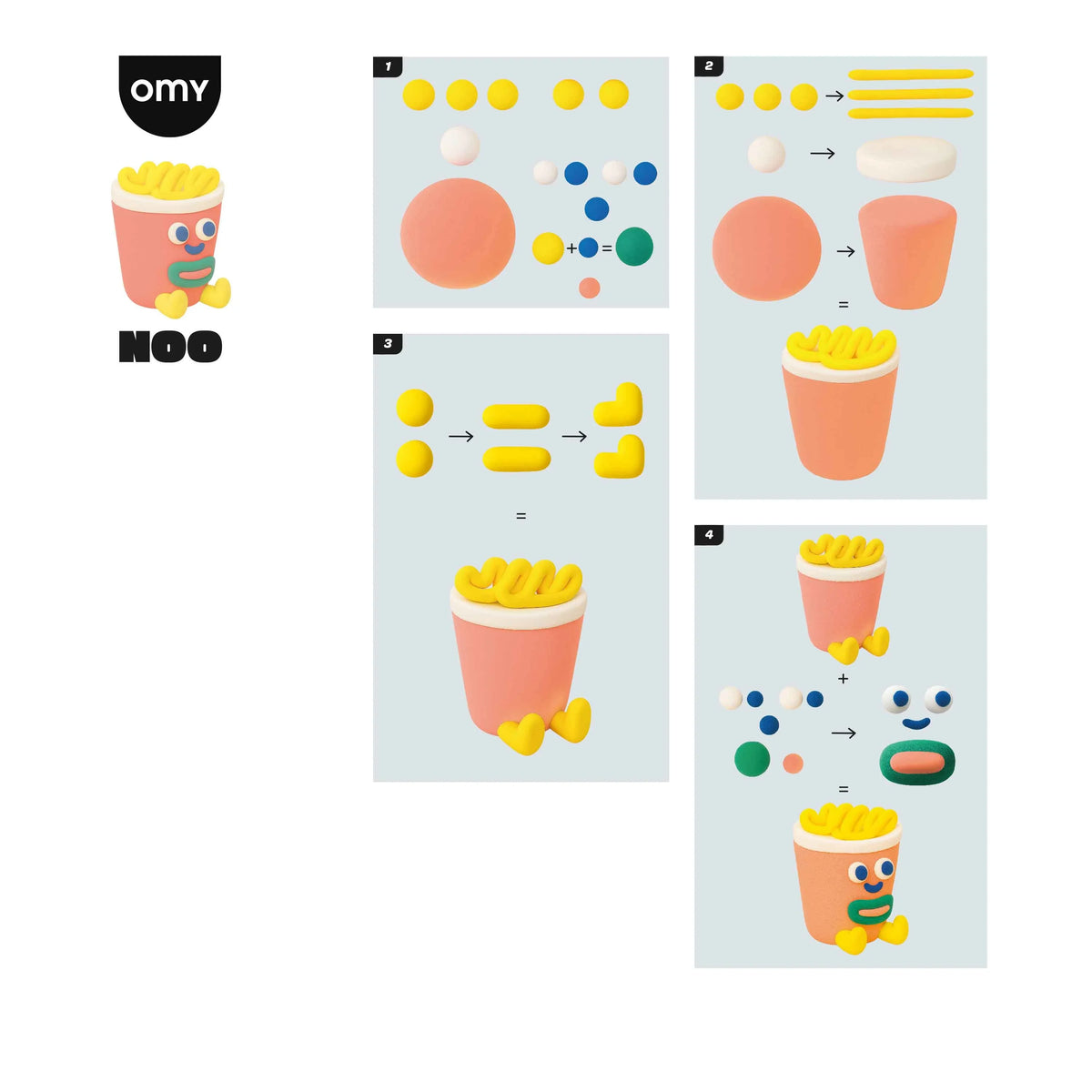 Mini kit pâte auto-durcissante Noo ramen OMY pour enfant, exemple d'utilisation
