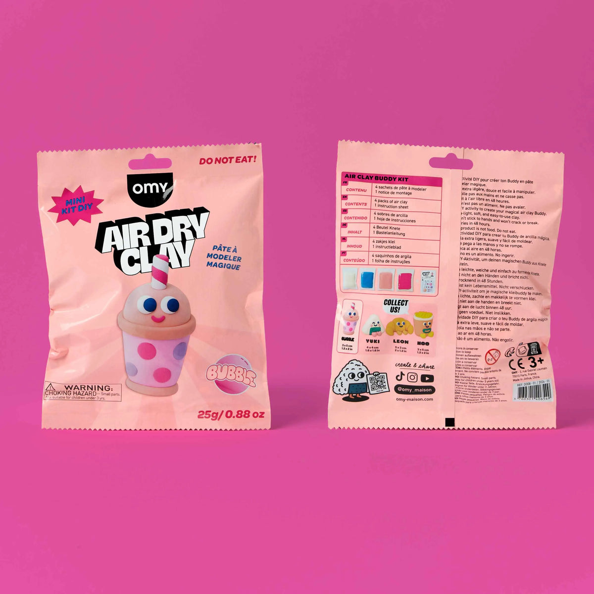 Mini kit pâte auto-durcissante Bubble tea OMY pour enfant, mise en situation